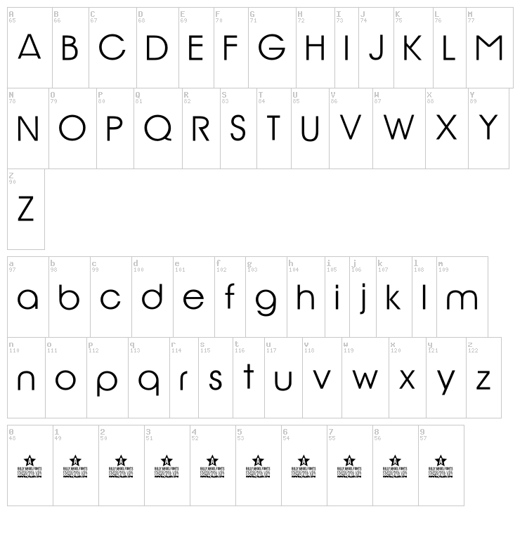 Rio Glamour font map